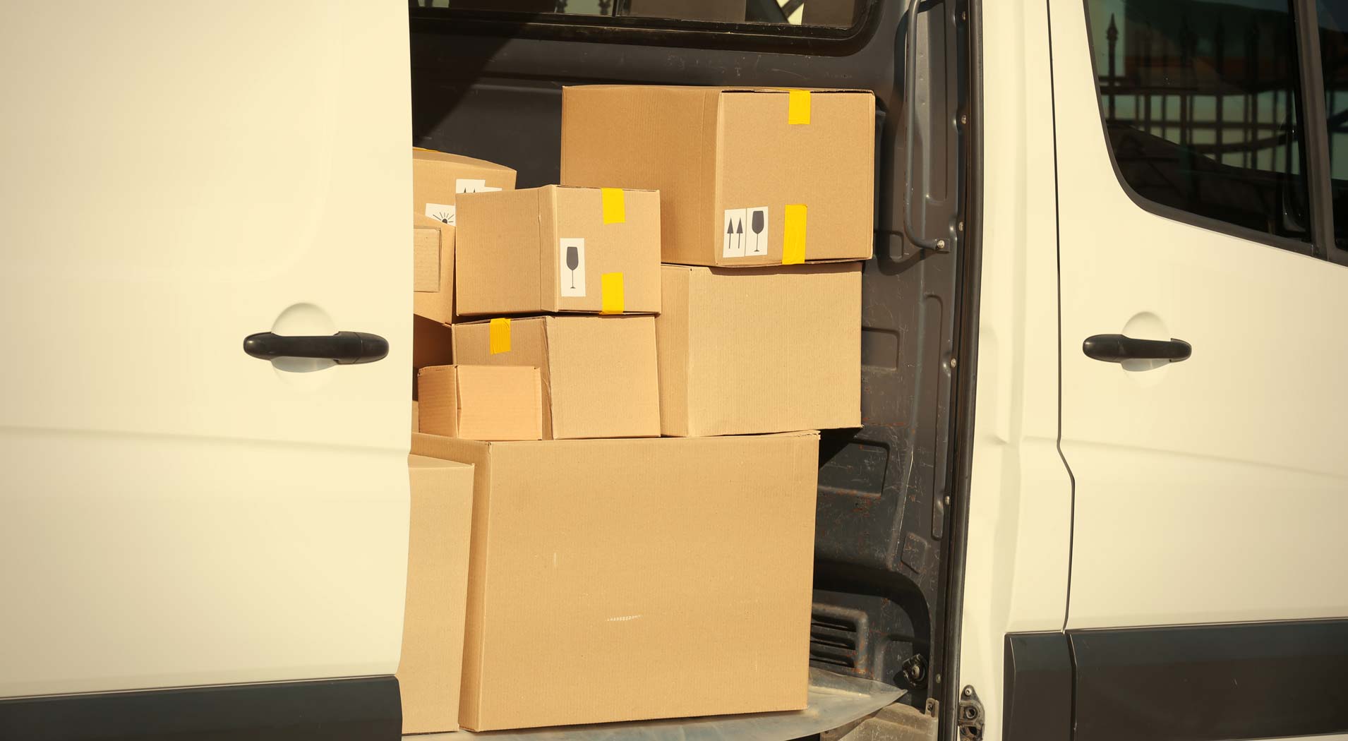 Delivery van with boxes