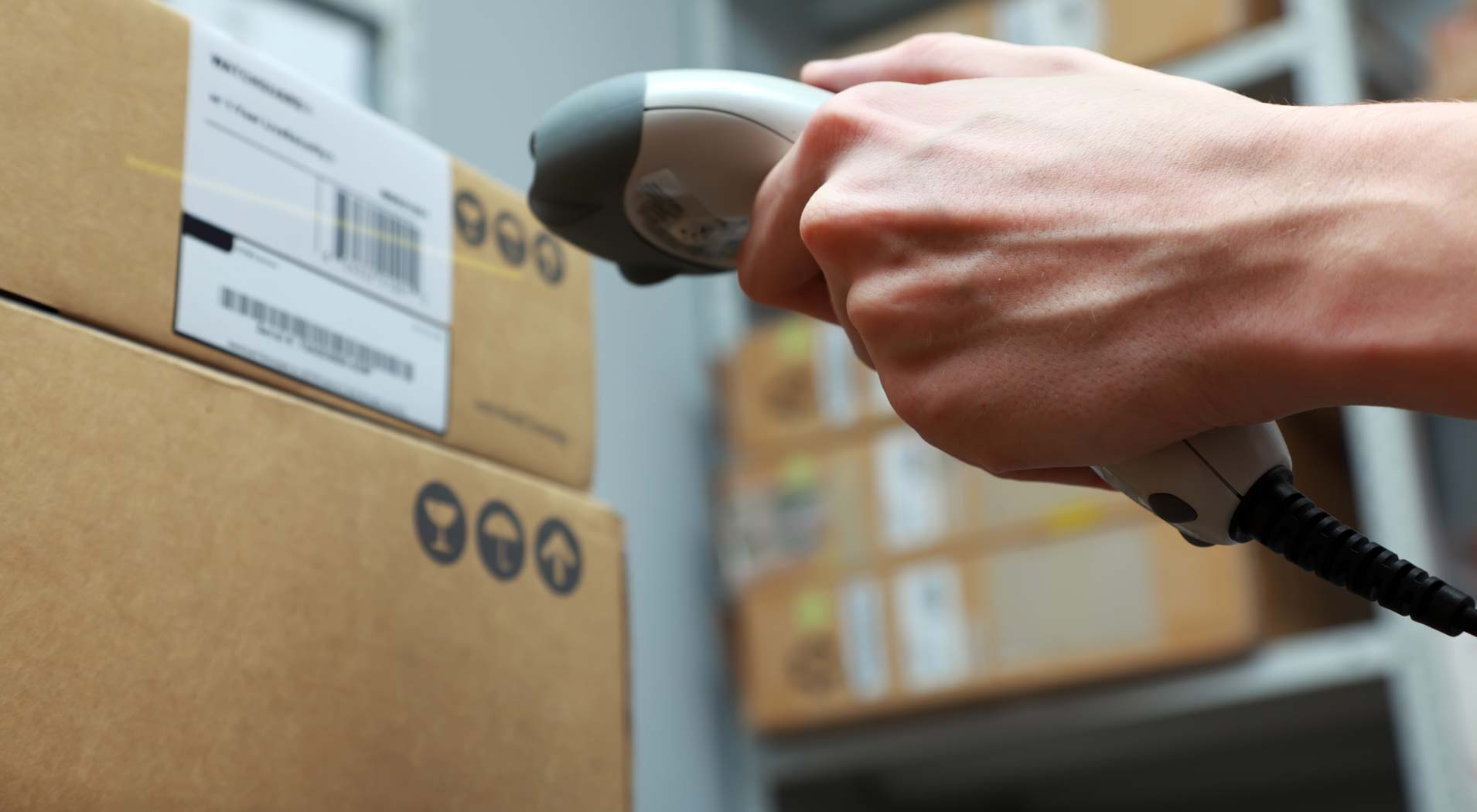 Person scanning a package